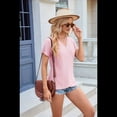 thumbnail image 4 of Camisetas con Cuello en V y Bordado de Ojales para Mujer, Blusas Casuales y Bonitas de Verano, Ropa de Playa A para Vacaciones Rosa L, 4 of 7