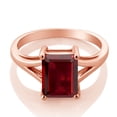 thumbnail image 2 of Gem Stone King 18K Rose Gold Plated Silver Red Garnet Solitaire Engagement Ring for Women (2.61 Cttw, Emerald Cut 9X7MM, Gemstone January Birthstone, Size 6), 2 of 4