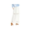 thumbnail image 3 of MODA NOVA Junior's Fabric Lace Insert Swing Elastic Waist Maxi Skirt Cream White XL, 3 of 6