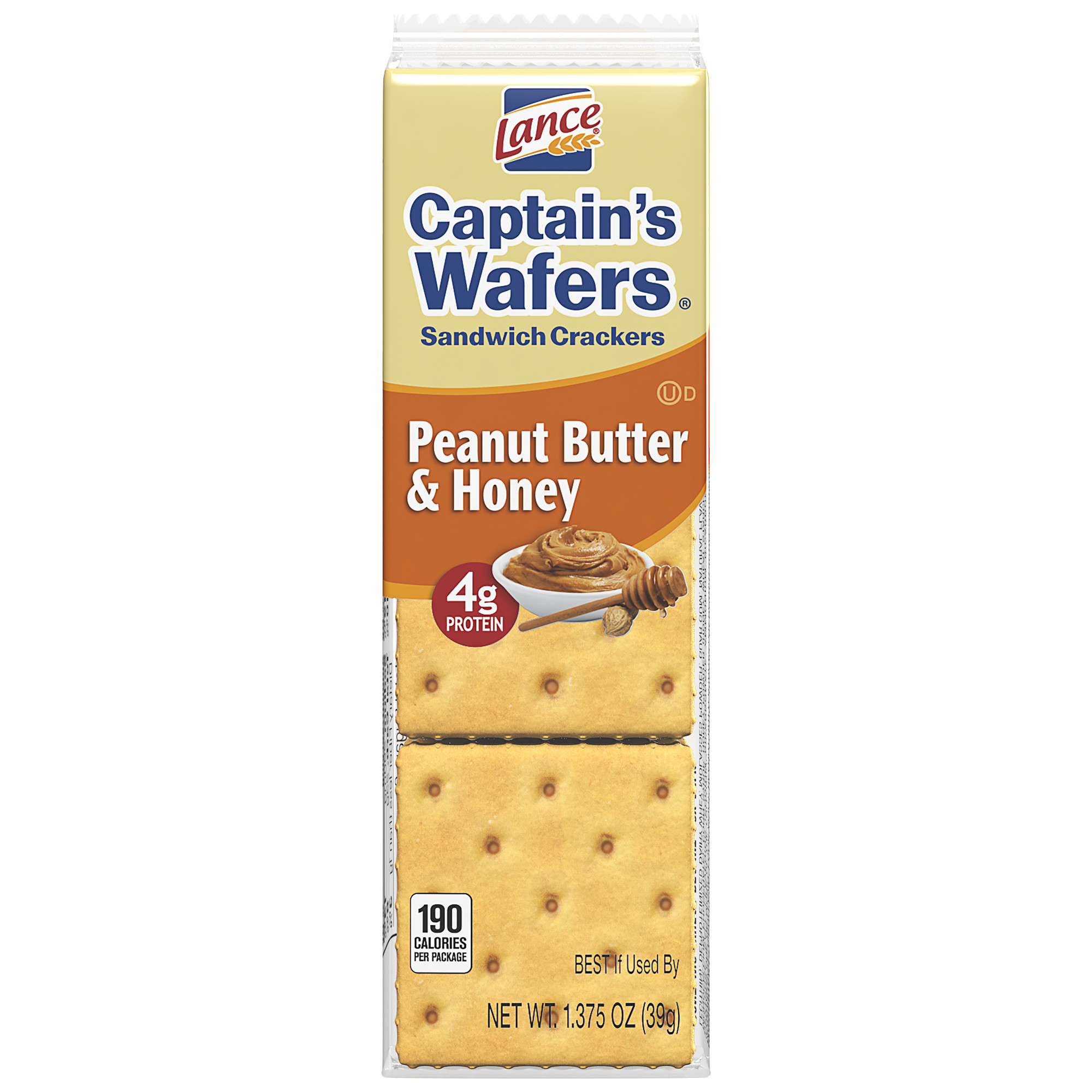 Lance Sandwich Crackers, Captain's Wafers Peanut Butter & Honey, Singleserve Pack