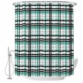 thumbnail image 2 of Teal Black Plaid Waterproof Fabric Shower Curtain,Farmhouse Teal Black Checkered Waterproof Fabric Shower Curtain for Bathroom Curtains Bathtubs Hotel Shower Curtains with 12 Hooks Standard 66x72, 2 of 8