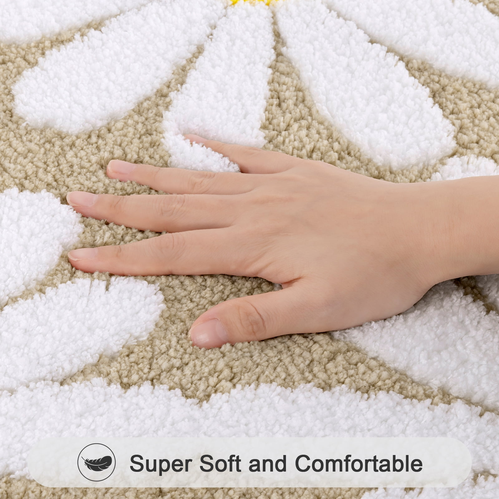 Bathroom Rugs Sets 4 Piece with Toilet Lid Cover, Non Slip Bathroom Mats Extra Soft Chenille Bath Rugs Absorbent Shaggy Rugs Perfect Plush Mats U-Shaped Toilet Rug and Toilet Cover Kitchen
