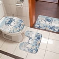 thumbnail image 5 of Ocean Crab Bathroom Rugs Set Blue Yellow Sea Star Shell Coral Blue Yellow Stripes Non Slip Absorbent Soft Bath Mats 3 Piece Set with Bathroom Rug, U-Shaped Floor Mat, Toilet Seat Cover Small Size, 5 of 9