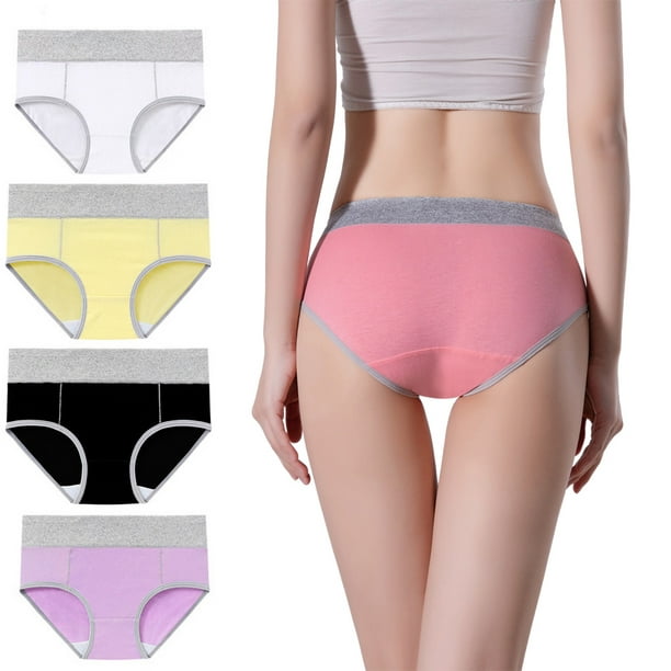 Wweixi 5 Pieces Seamless High Waist Women Underwear Cotton Push Up Briefs  Wide Leg Opening for Sports Plus Size White L