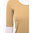 thumbnail image 4 of SSOULM Women's 1/2 Sleeve Crewneck Cotton Basic Slim Fit T-Shirt Top with Plus Size, 4 of 4