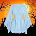 thumbnail image 6 of Chiccall Women's Halloween Gothic Renaissance Dress Mesh Long Sleeve Deep V Smocked Waist Medieval Peasant Dresses, 6 of 6