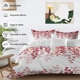 thumbnail image 4 of Red Eucalyptus Leaves Duvet Cover Set, Summer Botanical Weeping Soft Duvet Cover Full Size Bedding Set 4 Pieces, 1 Quiltcover and 2 Pillowcases with Zipper, 1 Bed Sheet for All Seasons, 4 of 9