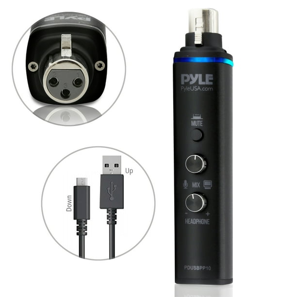 Pyle Pdusbpp10 Microphone Xlr To Usb Adaptor Usb Mic Interface With Volume Control Easy Usb Plug And Play 48v Phantom Power Walmart Com Walmart Com