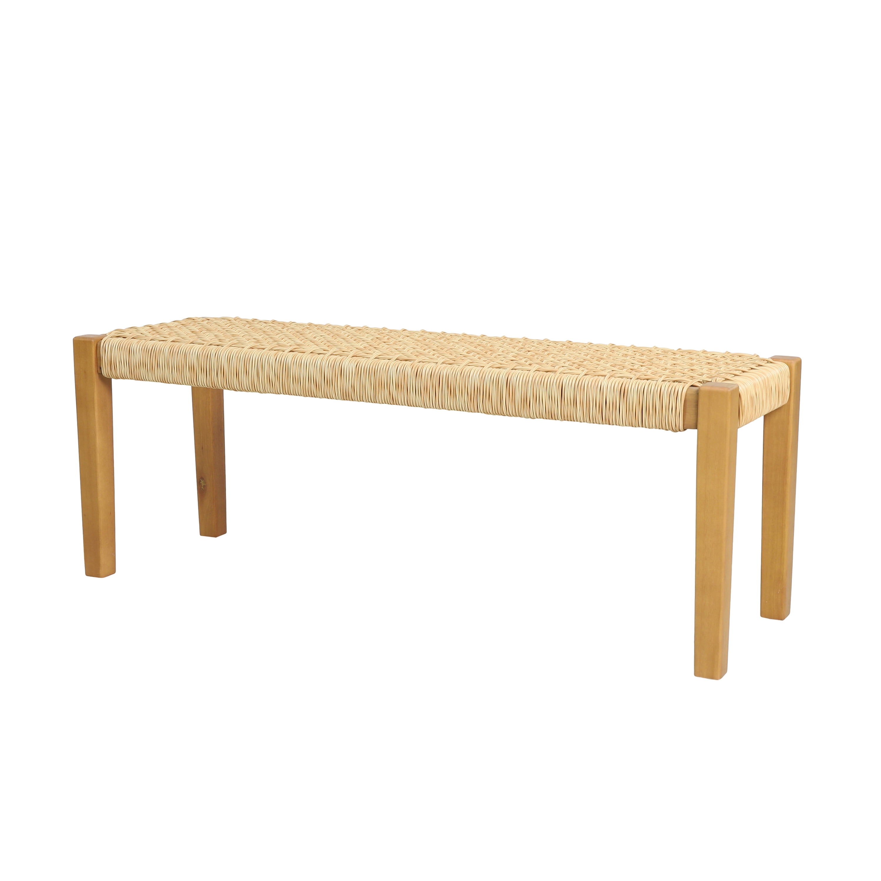 Outdoor Backless Garden Bench, Acacia Wood Public Rest Seat for Patio Garden, Teak Brown