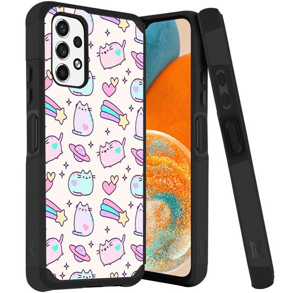 ANJ  Rugged Dual Layered Shockproof Slim Hybrid Case   Tempered Glass Cover Compatible with Samsung Galaxy A23 5G - Cartoon Cats