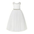 thumbnail image 2 of Ekidsbridal Girl Ceremonial Flower Girl Dress - Ivory A-Line Illusion Lace Tulle Keyhole Back with Rhinestone Sash 178R2-A (Size: 2-12), 2 of 3