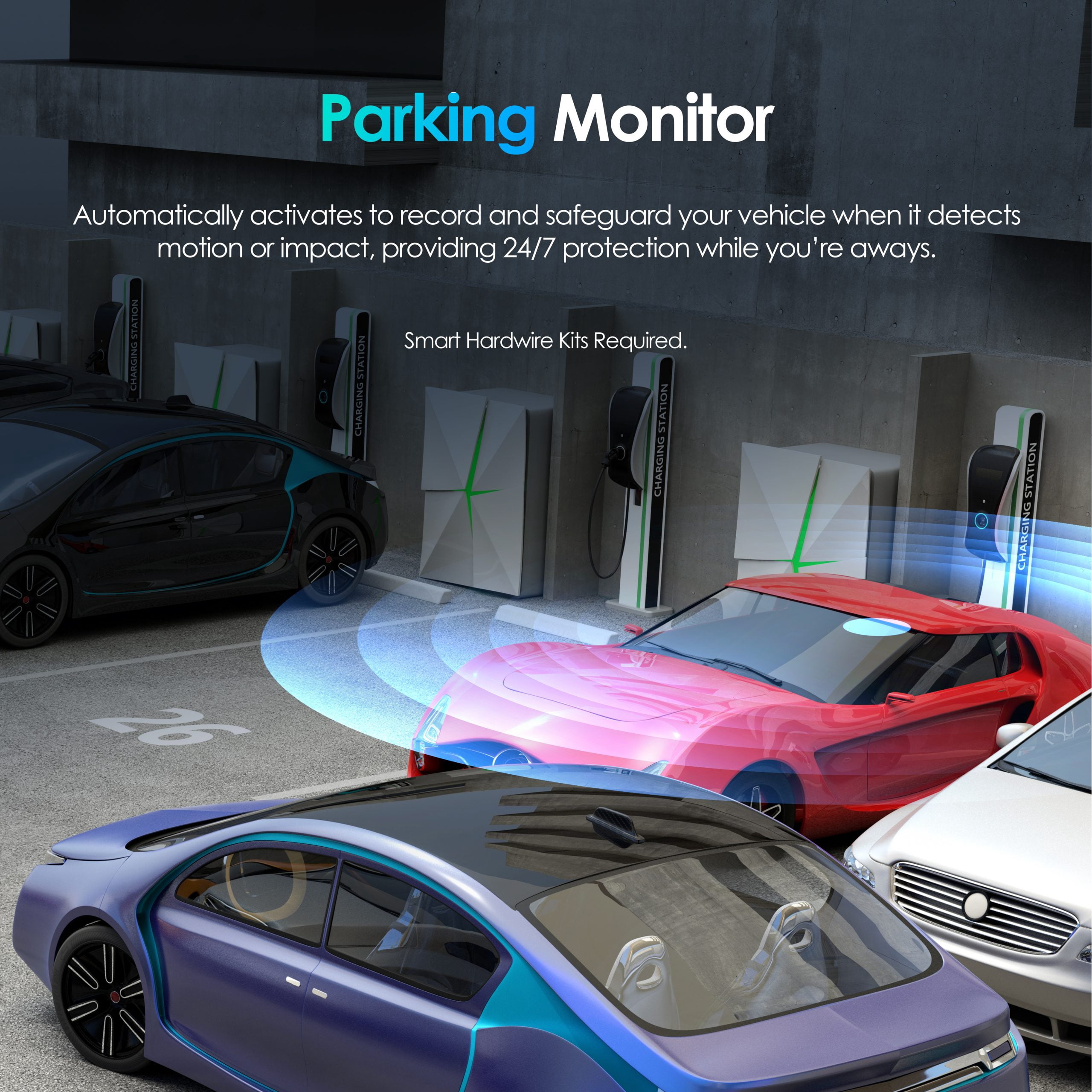 Rexing 2K Front and 1080P Rear Dash Cam with App Control, WiFi, Dual Camera System, Loop Recording, Parking Monitor