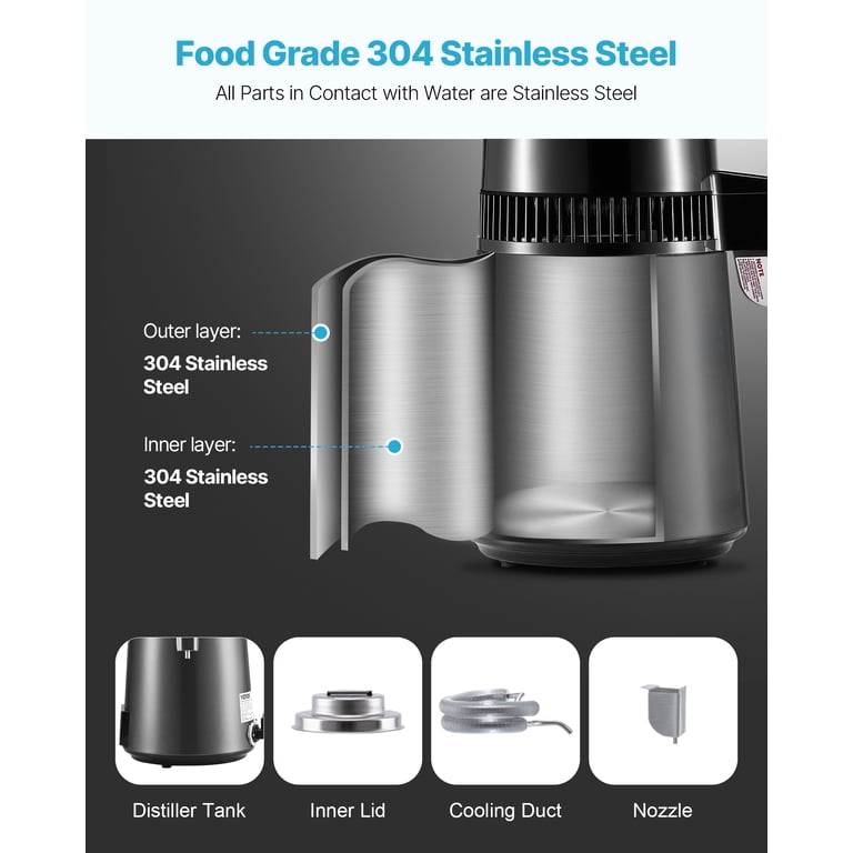 VEVOR Pure Water Distiller Stainless Steel 4L Dental Distilled Water Machine Filter Medical Labs Ele I.1414634080 VEVOR Pure Water Distiller Stainless Steel 4L Dental Distilled Water Machine Filter Medical Labs Ele I.1414634080