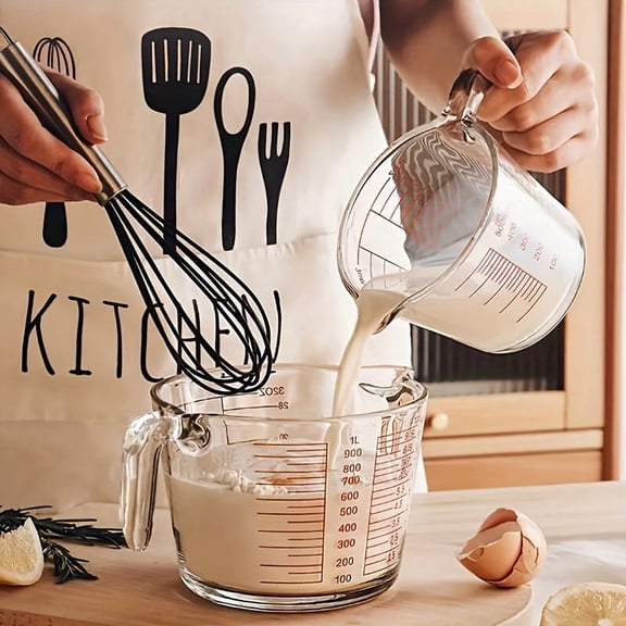 1 Piece 500ml Glass Measuring Cup, High Temperature Resistant With Scale And Handle, Microwave Safe Clear Glass Jug, Ideal For Baking Cooking Kitchen Daily Use And Holiday Bakery Supplies