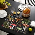 thumbnail image 3 of Red Mushroom Fern Black Pattern Summer Placemats Table Placemats Set Of 6-Linen Kitchen Washable Placemats Table Mats 11.8"x17.7" Non-Slip Heat Resistant, 3 of 5