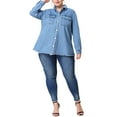 thumbnail image 2 of Agnes Orinda Women's Plus Size Casual Washed Frayed Denim Jacket, 2 of 6