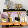 thumbnail image 3 of Craftian Modern Console Table with LED Lights, Faux Marble Entryway Side Table, Gold & Black, 3 of 8