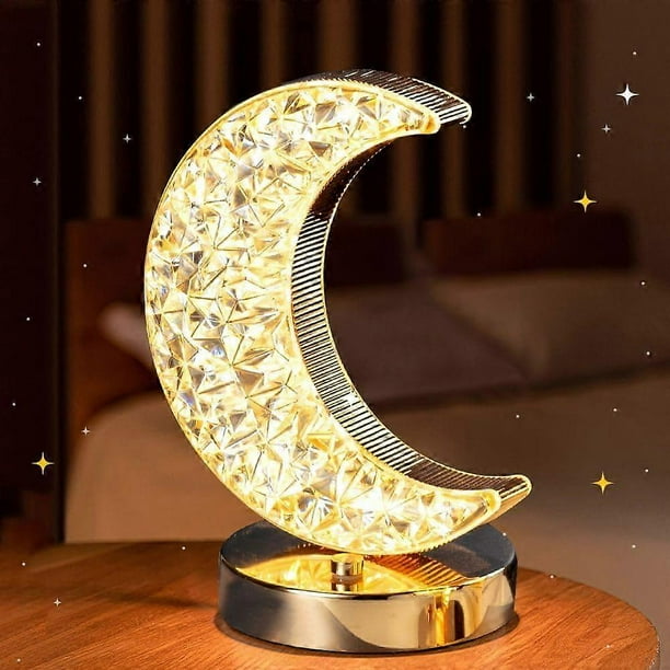 Lámpara de mesa de luna para niños, romántica luz de noche de luna con 3 modos de color, luz nocturna táctil regulable y recargable, lámpara LED de lado para dormitorio, guardería, apagado.