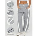 thumbnail image 2 of PUWEI Women's Casual Wide Leg Pants Baggy Drawstring Elastic Waist Contrast Color Strip Sweatpants, 2 of 7