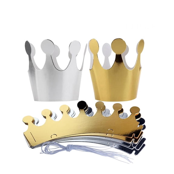 CTIRCHIU 10Pcs Birthday Crown Classroom Golden Paper Party Decoration for Kids and Adults