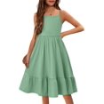 thumbnail image 4 of KISSMODA Girls Dress Casual Round Neck A Line Ruffle Sleeve Knee Length Dresses 4-13 Years, 4 of 4