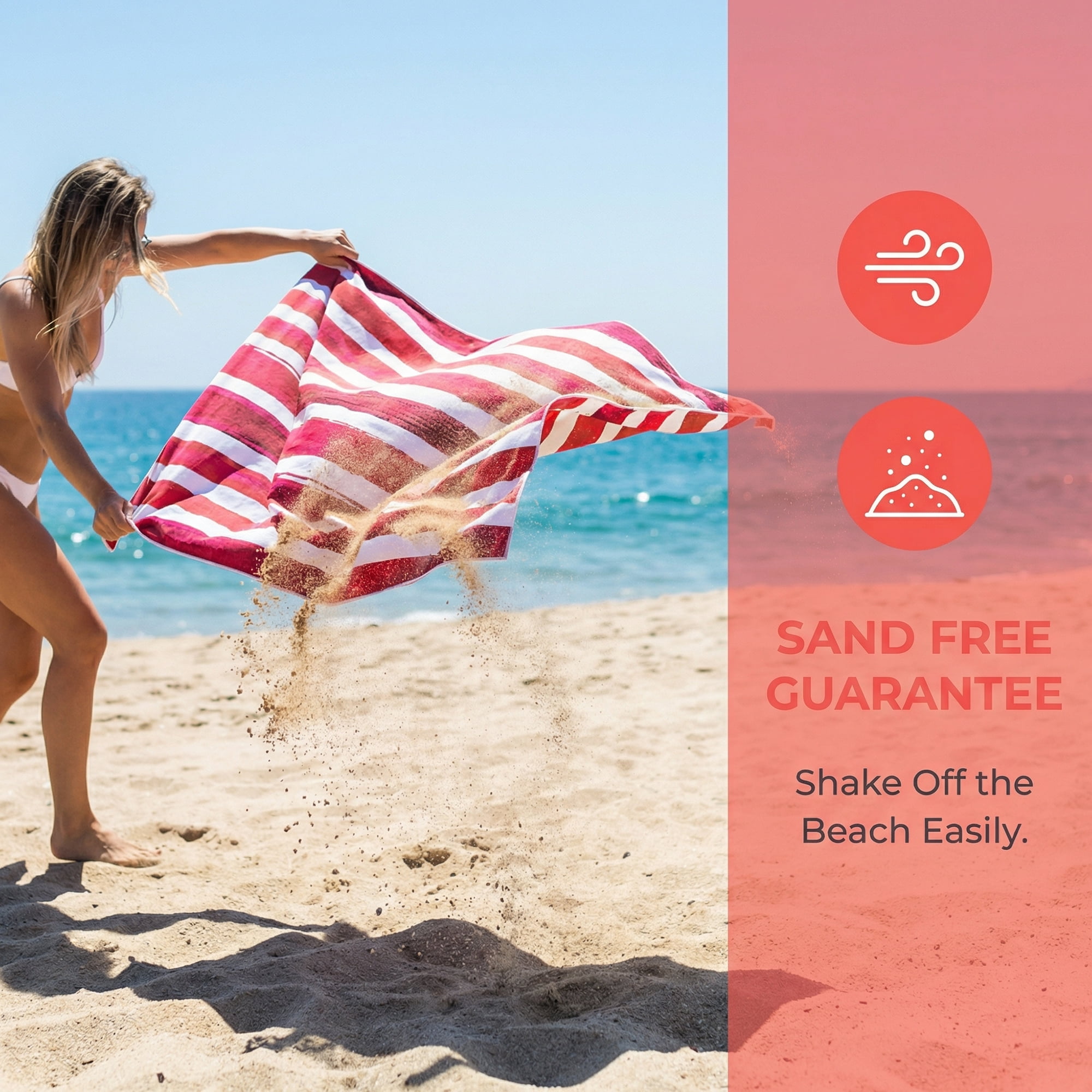 Unique Bargains 2 Pack Striped Quick Dry Absorbent Beach Towel Red/Light Green 63" x 31"