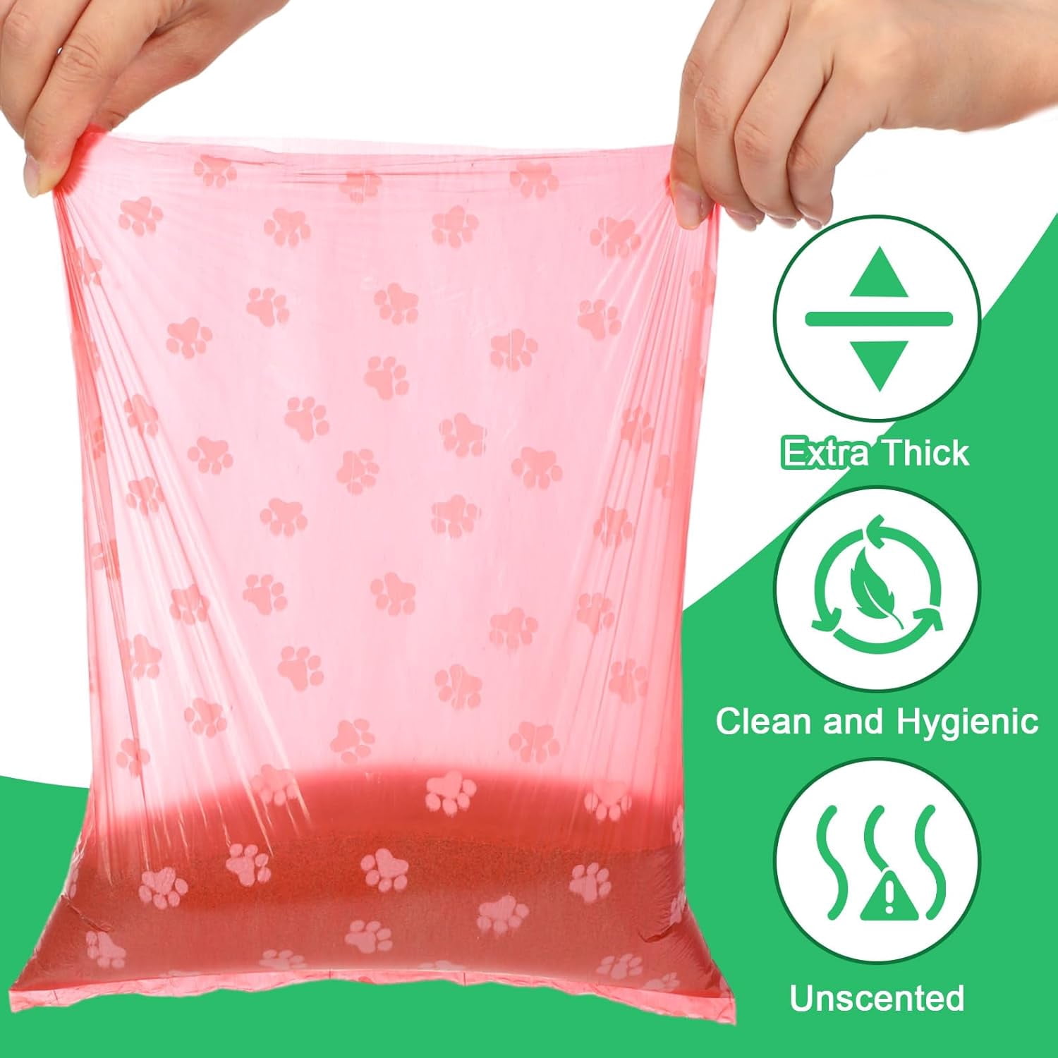Disposable Dog Poop Bags, 3000 Counts in 200 Rolls for Pet Waste Cleanup Outdoor Walking Travel, Mixed Colors Paw Print Style