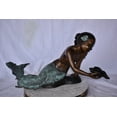 thumbnail image 6 of Nifao Little Mermaid Holding Shell Outdoor Fountain Statue, Bronze Garden Water Feature Sculpture for Patio & Garden – Garden Outdoor Decor Sculpture, 15"L x 37"W x 20"H, 6 of 11