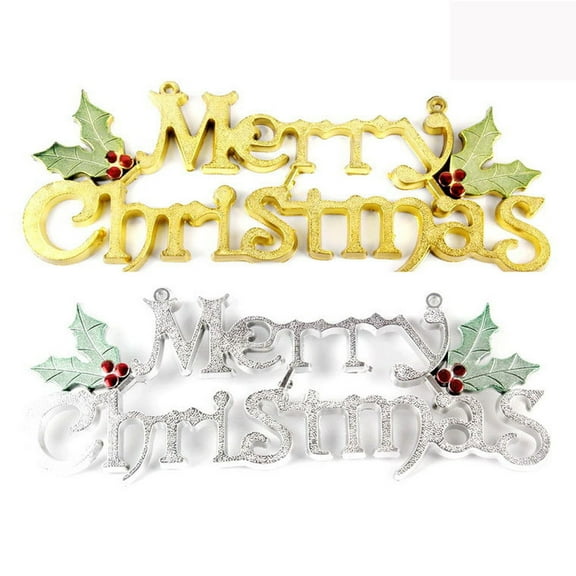 TAILTOSS 1Pack Merry Christmas Door Sign Silver Plastic Door Hanger for Christmas Holiday