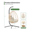 LHBcraft Indoor Outdoor Swing Egg Chair with Stand, Patio Wicker Hanging Egg Basket Chair with