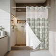 thumbnail image 4 of Gray Green Geometric No Hook Shower Curtain with Snap in Liner Modern Abstract Art Striped Plaid Woven Texture Waterproof Bathroom Shower Curtain with See Through Top Window for Bathtub 54" x 78", 4 of 9