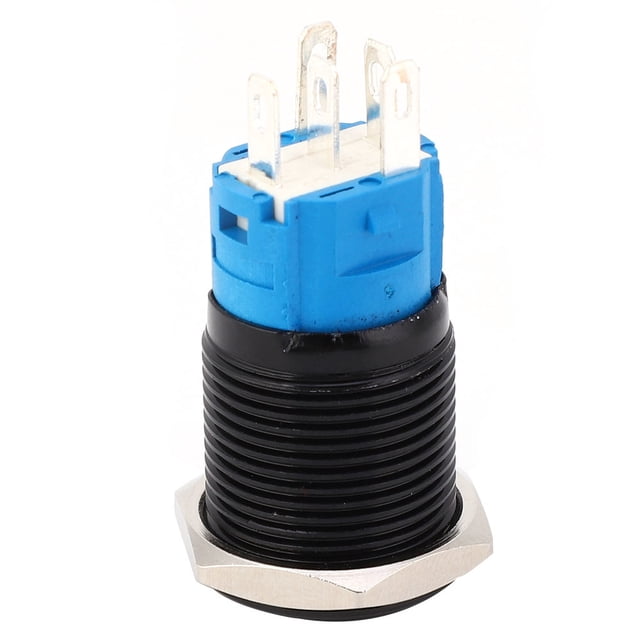 16mm Black Metal Self Locking Switch LED Lamp Symbol IP65 Protection with Stainless Steel Housing for Practical Use Oxidized Finish for High Performance