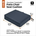 thumbnail image 4 of Classic Accessories Montlake FadeSafe Rectangular Patio Dining Seat Cushion - 5" Thick - Heavy Duty Outdoor Patio Cushion with Water Resistant Backing, Heather Indigo Blue, 23"W x 21"D x 5"T, 4 of 22