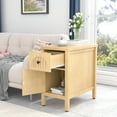 thumbnail image 4 of Farmhouse End Table, Narrow Side Table Nightstand with Door and Drawer, Living Room, Natural, 4 of 9