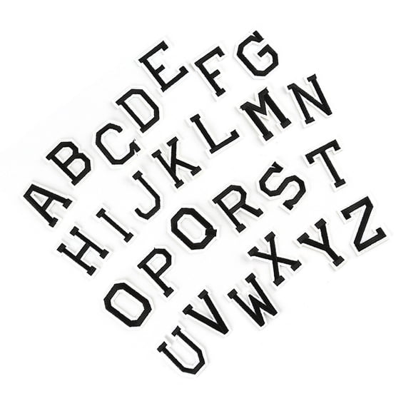 OUNONA 26Pcs Black English Letters Cloth Sewing Patches for Clothes Bag Decoration