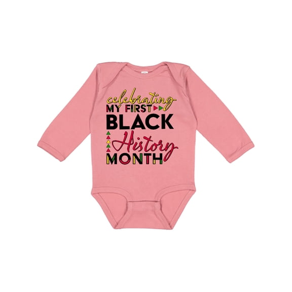 Inktastic Celebrating My First Black History Month for Kids Boys or Girls Long Sleeve Baby Bodysuit