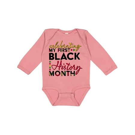 

Inktastic Celebrating My First Black History Month- for Kids Gift Baby Boy or Baby Girl Long Sleeve Bodysuit