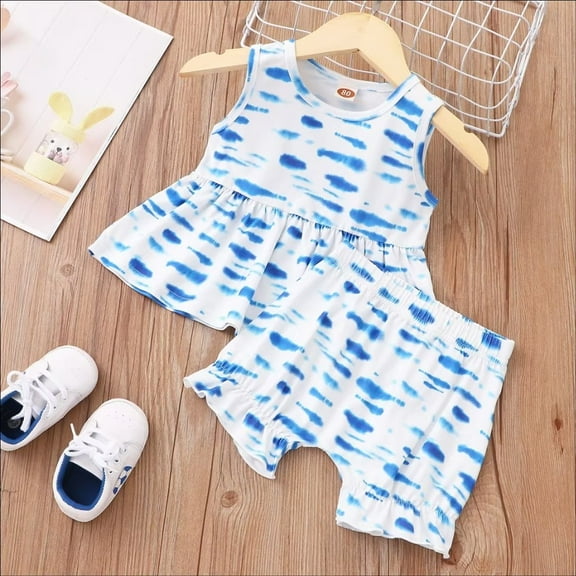 YEEDISON Summer Baby Sets Baby Clothes Sets 2 Pcs Tie Dye Sleeveless Tops short Pants Cotton Casual Infant Clothes Girls Clothes for 3-19M