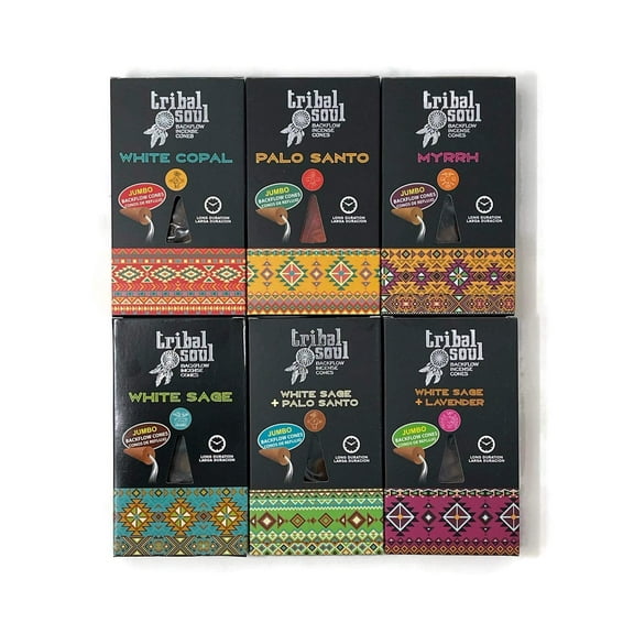 Tribal Soul Backflow Incense Cones | 6 Packs- 60 Cones Sampler | All 6 Scents