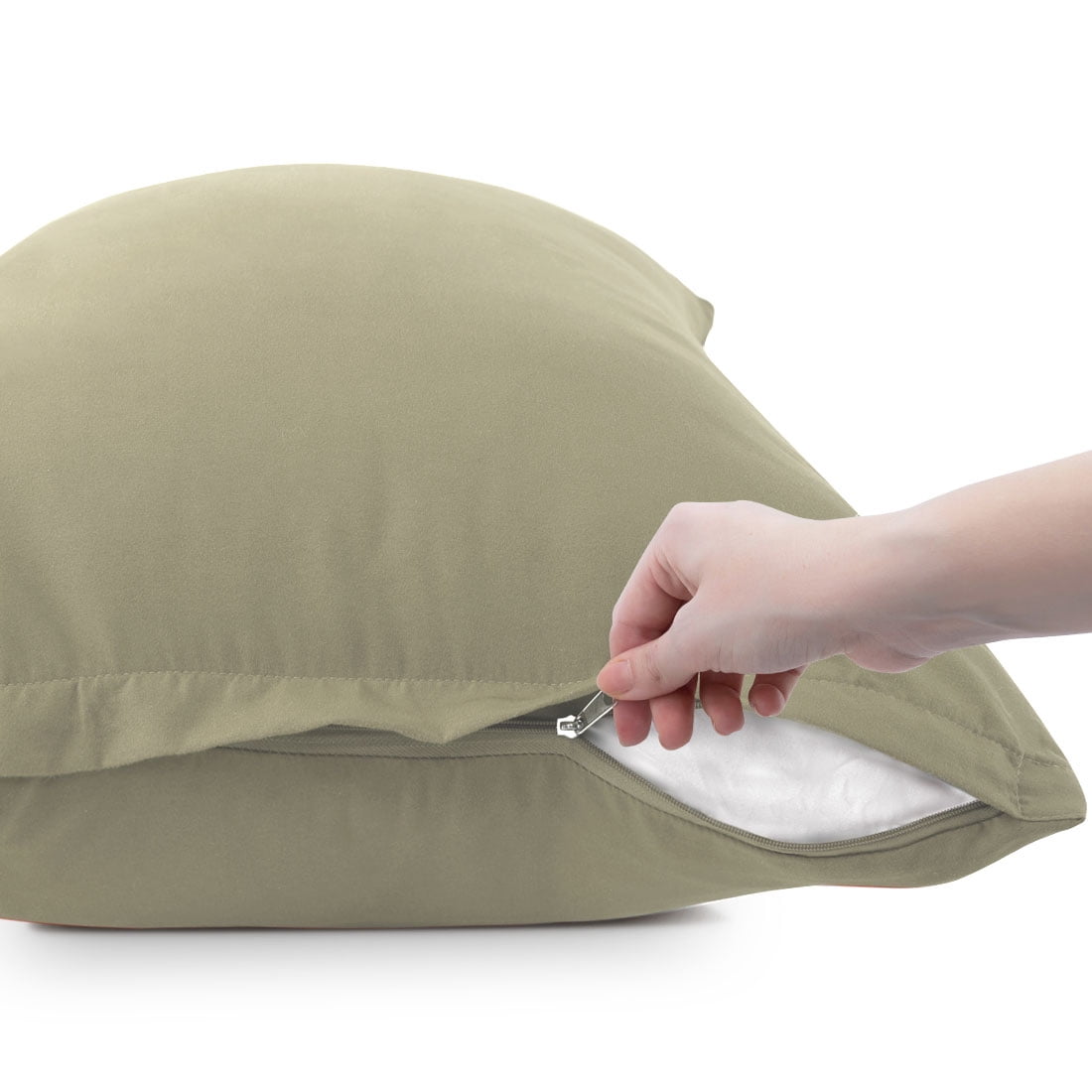 Unique Bargains 4-Piece Soft Microfiber Pillowcases Khaki Standard(20"x26")