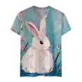 thumbnail image 4 of Blusa de manga corta con cuello redondo para mujer a la moda, camisetas sueltas con estampado Fridja bn6636, 4 of 5