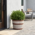 thumbnail image 4 of Better Homes & Gardens Whiskey Barrel Round Recycled Resin Planter, Light Brown, 12.9 in x 12.9 in x 10 in, 4 of 8