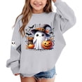 thumbnail image 4 of dazeni Funny Ghost Pumpkin Pattern Sweatshirts for Kids Girls Oversized Crewneck Sweatshirt Loose Casual Long Sleeve Tunic Pullover Gray 11-12 Years, 4 of 7