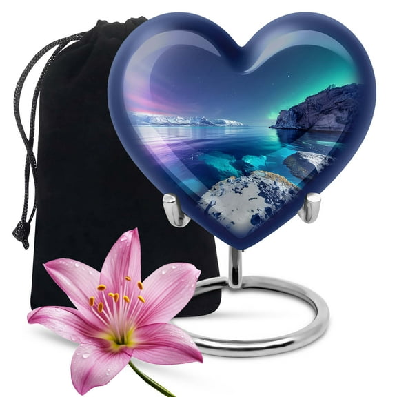 KARYLIZ Aurora Borealis Urn For Ashes Adult Male - Large Urns For Human Ashes Adult Male - Cremation Urns For Human Ashes - Memorial Urn - Decorative Urn For Ashes For Women - Burial Urns