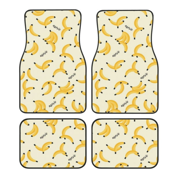 Fotbe Banana Juego de 4 Tapetes para Auto con Estampado – Alfombrillas de Goma Reforzada, Diseño Antideslizante, Protección para Todo el Año – Vehículos, Autos, Camionetas y SUVs