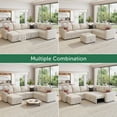 thumbnail image 6 of HONBAY 79" Reversible 3 Seat Beige Compact L Shaped Sectional Sleeper Sofa with Pull Out Bed and Storage, Breathable Linen, 6 of 9