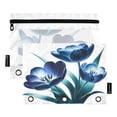 thumbnail image 2 of 2 Pack Pencil Pouch for 3 Ring Binder Smooth Zipper Folders with Pockets Clear Window Pencil Case Ink Tulips with Leaf, 2 of 6