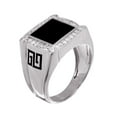 thumbnail image 4 of Rhodium Plated 925 Sterling Silver Men's Flat Square Onyx Ring White CZ Jewelry Female Size 11, 4 of 4