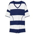 thumbnail image 5 of Two Piece Shorts Set For Women Summer Casual Striped V Neck Short Sleeve Top And Pocket Shorts Outfit For Vacation Lounge Travel Matching Outfit Beach Cruise Airport Style, 5 of 5