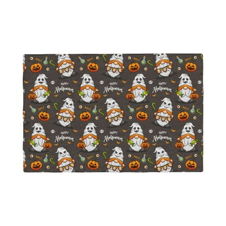 

Table Placemats Set of 4 - halloween ghost pumpkin 12x18 In Faux Linen Double Heat Resistant Place Mats Cloth Indoor/Outdoor Placemats Washable Table Mats for Dining Kitchen Party